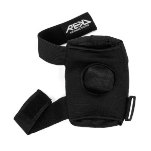 RKD590 REKD Junior Heavy Duty Pad Set Black Elbow Pads Back Unstrapped.jpg
